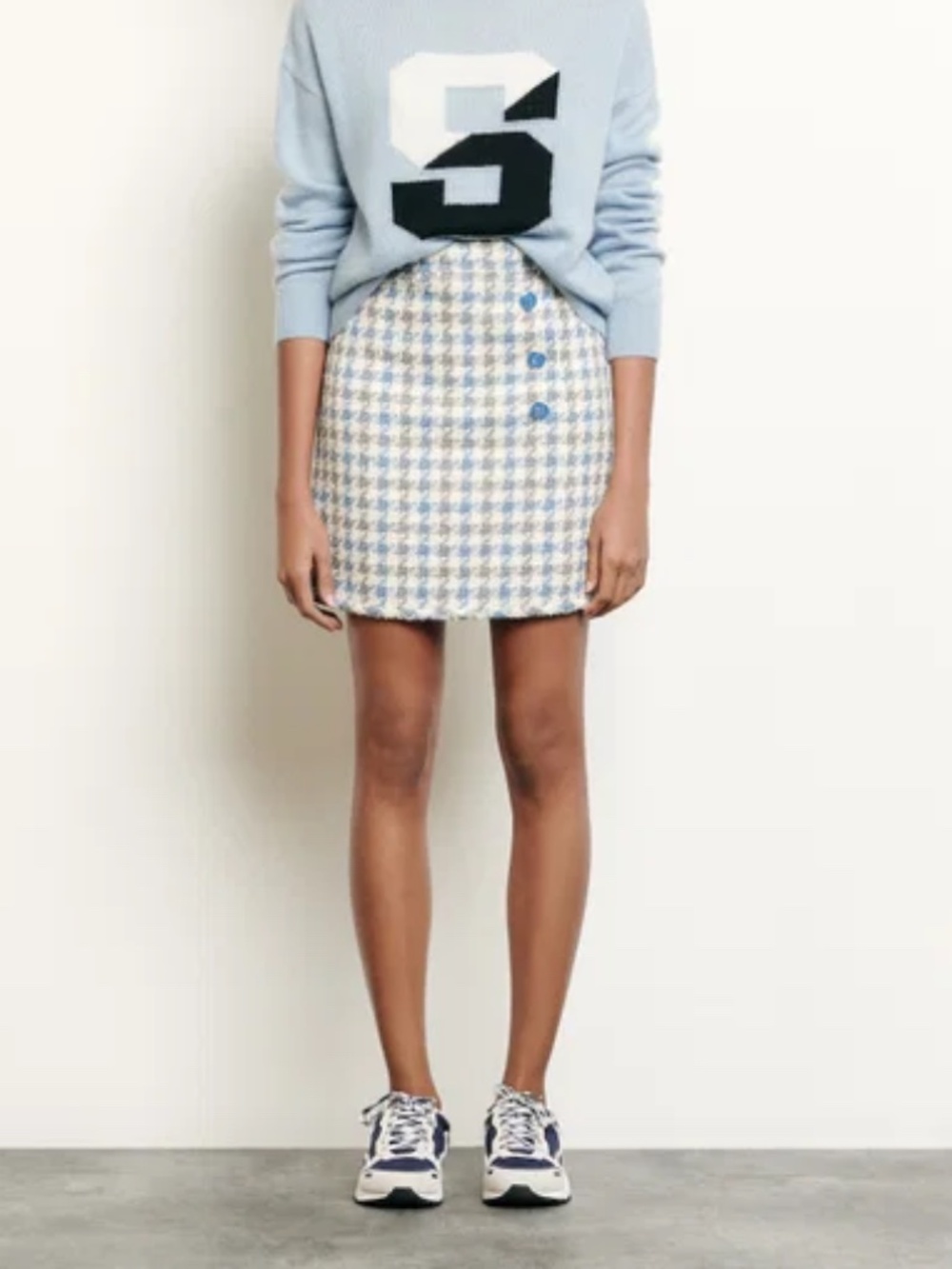 Calia Short Houndstooth Tweed Skirt